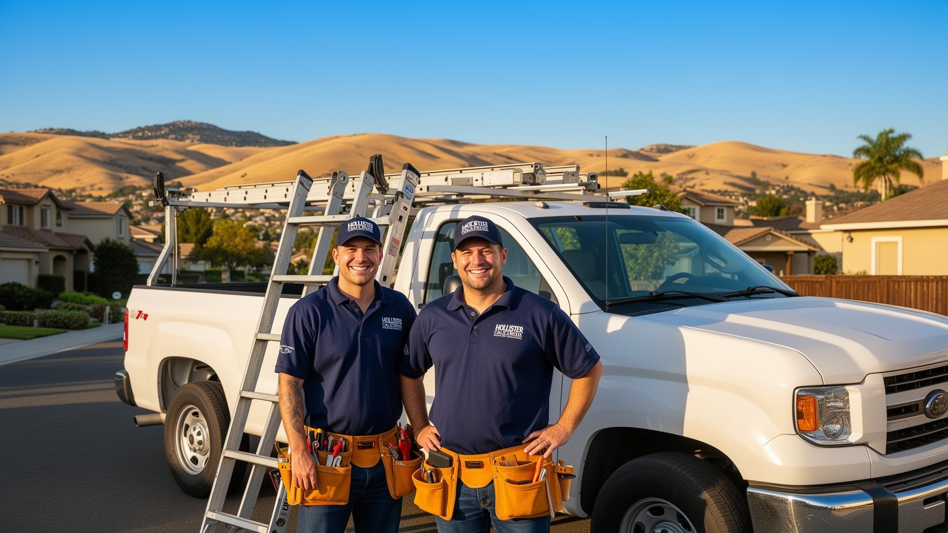 ShieldTop Roofing crew with work truck in Hollister, CA